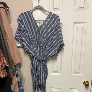 Cupshe Navy and White Striped V-Neck Romper